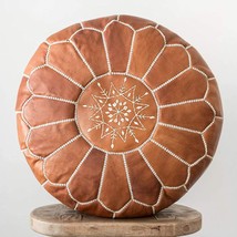 Premium Moroccan Leather Ottoman Pouf Cover, Ottoman Footstool Hassock 100% Real - £73.90 GBP