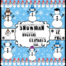 Snowman Vol. 3-Digital Clipart,Christmas,Craft,Snow,Scarf,Hat,Gift Card,Gift Tag - £0.99 GBP