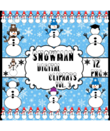Snowman Vol. 3-Digital Clipart,Christmas,Craft,Snow,Scarf,Hat,Gift Card,... - $37.30 MXN