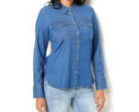 Candace Cameron Bure Tencel Hi-Low Button-Front Shirt- DARK WASH, XS - £17.69 GBP