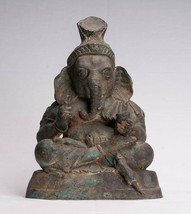 Ganesha Statue - Ancien Thai Style Bronze Assis Ganesh 31cm/12 &quot; - £490.04 GBP