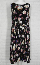TAHARI Dress Sleeveless Crew Neck Pleated Black Floral NWT XLarge - $58.80