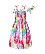 Women&#39;S Summer Spaghetti Strap Beach Dresses Sleeveless Hawaiian Smocked... - £37.75 GBP