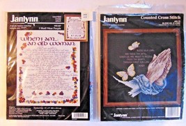 Janlynn Counted Cross Stitch Lot - Bless Us, O Lord &amp; I Shall Wear Purple - £15.62 GBP