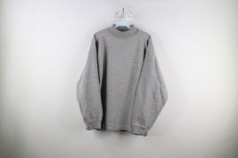 Vtg 90s Gap Mens Medium Distressed Blank Ribbed Knit Turtleneck Sweatshirt Gray - £47.38 GBP