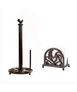 Paper Towel Holder and Napkin Holder Set - Vintage Cast Iron Coffee Gold... - $202.49