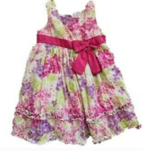 Cherokee Girls Kids Sleeveless Pink Ribbon Floral Design A-line Dress Si... - $5.94