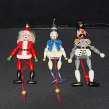 Wooden Christmas Pull Sting Dolls Santa Claus Nutcracker Snowman Vintage... - £16.92 GBP