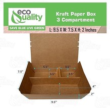 3 Compartment Kraft Take Out Box Disposable Paper Food Container Brown 50pcs - £31.28 GBP
