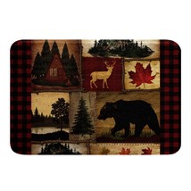 Rustic Lodge Plaid Bath Rug Non-Slip Woodland Design - $54.44