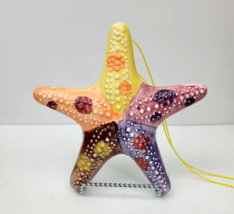 Handmade Ceramic Starfish Hanging Wall Art Sculpture 3D Textured Colorful Signed - £21.92 GBP