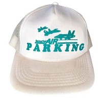 Vintage Aviation Pilot Plane White Mesh Trucker Hat Springfield Air Parking - $48.27