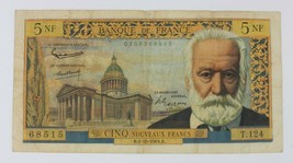 1964 France 5 Nouveaux Francs Note Victor Hugo Very Fine (VF) P#141a - £132.96 GBP