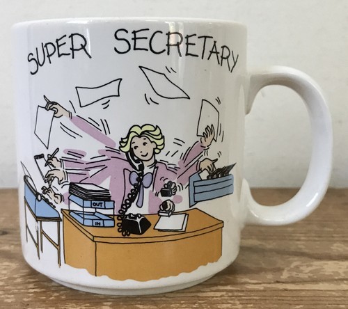 Vintage 80s 90s Russ Berrie Funny Super Secretary Office Coffee Mug Cup - $24.74