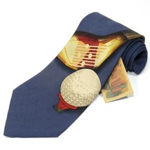 Tommy Bahama Vintage Men&#39;s Silk Tie Golf Teeing Up Theme Navy Blue - £14.35 GBP