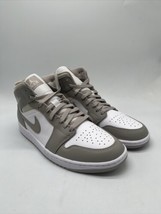 Nike Air Jordan 1 Mid Linen College Grey/White 554724-082 Men&#39;s Size 10.5 - $179.95