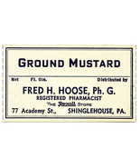 Antique Pharmacy Label GROUND MUSTARD Rexall Fred H Hoose Ph. G. Shingle... - $37.27 CAD