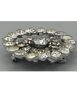 Vintage Reverse Tier Layered Rhinestone Brooch Smoky &amp; Clear-Emerald/Nav... - $29.99