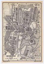 1886 Antique City Map Of Schwerin Verso Rostock / MECKLENBURG-VORPOMMERN Germany - £17.07 GBP
