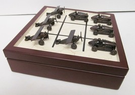 Old Century Brass Tin Metal Look Race Car Airplane Wood Checker Box Set 2003 - £31.41 GBP