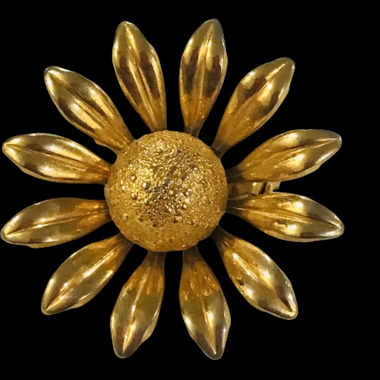 Primary image for Vintage 1 1/2" Gold Tone Flower Brooch