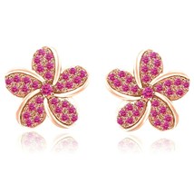 1/3Ct Dark Pink Sapphire Flower Cluster Women&#39;s Earrings 14k Rose Gold Plated - £65.93 GBP