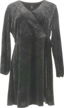 Halston Black Crushed Velvet Blouson Sleeve Dress Size Petite Large - £51.43 GBP