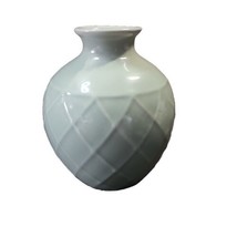 IKEA Celadon Ceramic Bud Vase Geometric Textured Pattern  4&quot; tall - $14.84