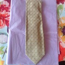 NWT VTG Kolte Textured Diamond Print Gold Blue Detail Neck Tie Handmade ... - $58.41