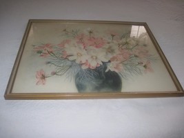 Vintage Framed Floral Watercolor PAINTING-17x14&quot; w/FRAME-JORDAN Marsh Framed - £34.37 GBP