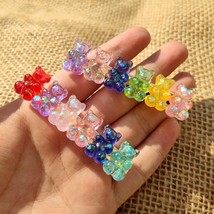 Candy Color Gummy Bears Hair Clips Shiny Barrette Cute Cartoon Animal Hairpin - £4.73 GBP