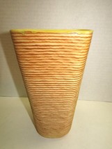 Vintage Shawnee Pottery Vase #879 Potter Wrapped Rope Design Yellow Inte... - $39.60