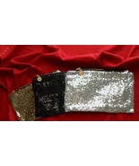 Ladies Evening Style Sequin Clutch Bag Black Or Gold - $13.76 CAD