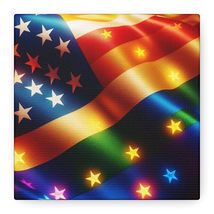 Vibrant Flag Canvas Art, Home Decor, LGBTQ Pride, Patriotic Artwork, Col... - $29.02