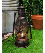 Old Fashioned Rustic Western Stars Electric Metal Lantern Lamp Or Shadow... - $49.99