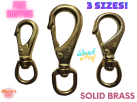 Solid brass swivel snap hooks Wide mouth (set of 3 sizes) oval eye resis... - £11.91 GBP