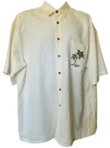 Hibiscus Hawaii Shirt XL 70% Rayon 30% Polyester Embroidered Palm Trees Tropical - £19.04 GBP