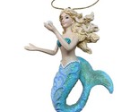 Kurt Adler Blue Green Coastal Mermaid w Blonde Hair Pearl Ornament 4.25 in - $12.82