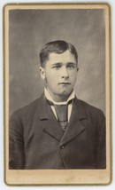 CIRCA 1880&#39;S CDV Handsome Young Man Suit Wide Tie JR Cole Hillsdale MI - £7.42 GBP