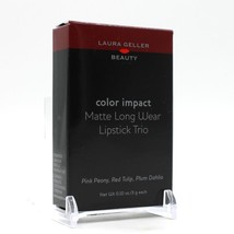 LAURA GELLER color impact Matte Long Wear Lipstick Trio Pink, Red, Plum - £18.10 GBP