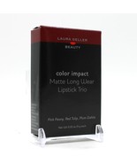 LAURA GELLER color impact Matte Long Wear Lipstick Trio Pink, Red, Plum - £17.81 GBP
