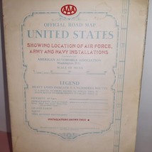 Vtg 1951 Triple AAA US Map of Military Installations Air Force Army Navy  35x52 - $34.65