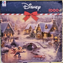 Disney Thomas Kinkade Mickey and Minnie Sweetheart Holiday Puzzle 1000 Pc NEW - $14.84