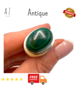 Size 7 Vintage 925 Sterling Silver Women Jewelry Ring Natural Malachite ... - $426.65