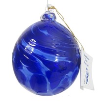 Art Glass Witches Ball Cobalt Blue Large Ornament Becker Studio Hand Blown vtg - £23.45 GBP