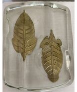 Vintage Cigar Heavy Glass Ashtray MCM Mid Century Modern Gold Leaves Man... - $124.99