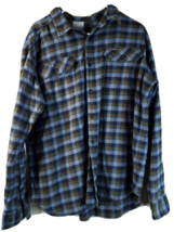 Columbia Button Up Shirt Mens Large Blue Green Plaid Flannel Cotton Long Sleeve - £18.54 GBP