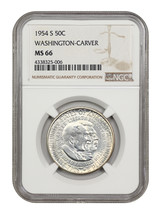 1954-S 50C Washington-Carver NGC MS66 - £162.82 GBP