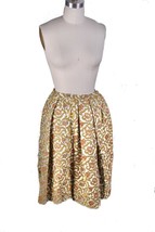 Vintage Brocade Pleated Skirt Gold Pastel 1960s Womens S - $43.66
