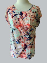 A NEW APPROACH LADIES SLEEVELESS RUCHED FRONT FLORAL COLORFUL BLOUSE MEDIUM - $23.08